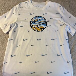 Nike White Tee with Subtle Blue Accents